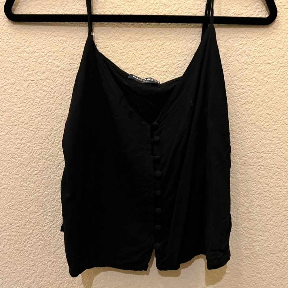 Brandy Melville | Black Button Up Flowy Tank Top